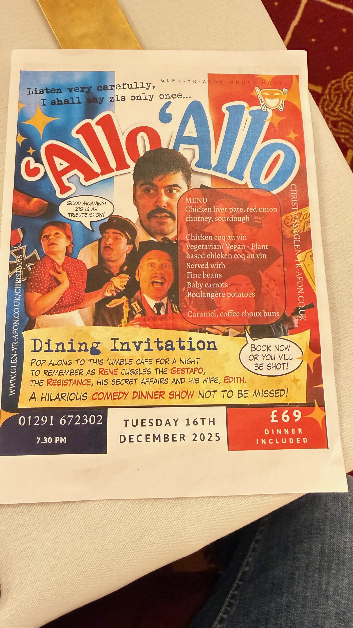 Allo Allo dinner invitation
